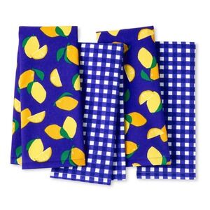 NWT Kate Spade Lemon Party Gingham Kitchen Towels 4pc 17x28